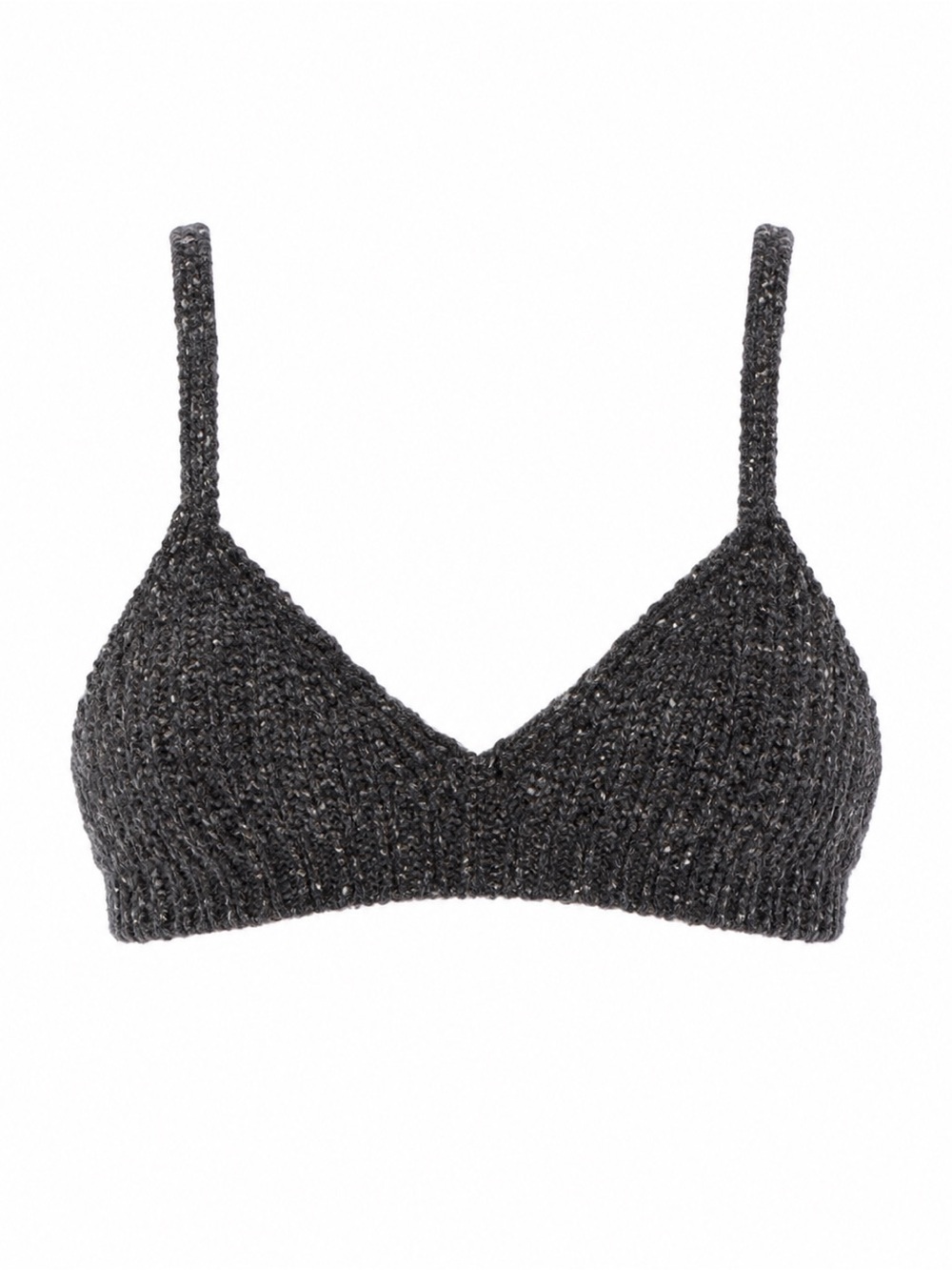NWT Alamo Ribbed Knit Virgin Wool Triangle Bralette Charcoal